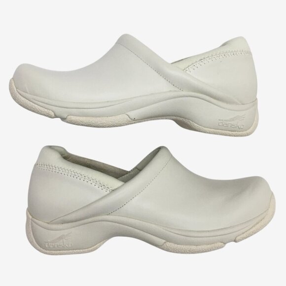 Dansko White Leather Closed Back Clogs Nurse Comfort Shoes European 38 US 7.5/8 - Picture 2 of 10